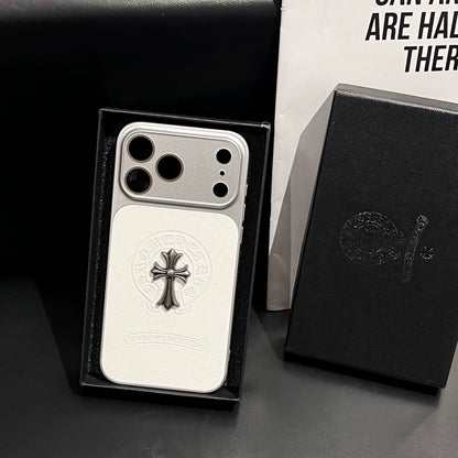 CR Heart Metal Cross Case – iPhone 14–17