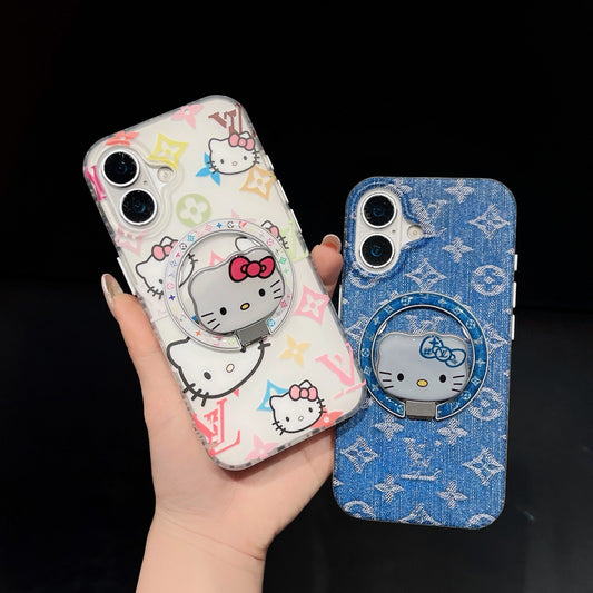 MagSafe Denim or White  Kitty luxe iPhone Case