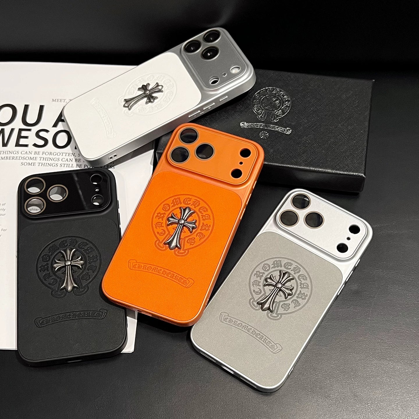 CR Heart Metal Cross Case – iPhone 14–17