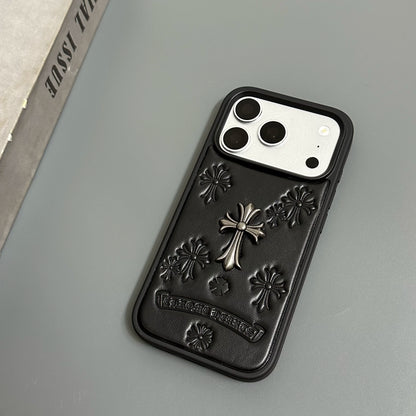 CR Hearts Embossed Leather Look iPhone Case