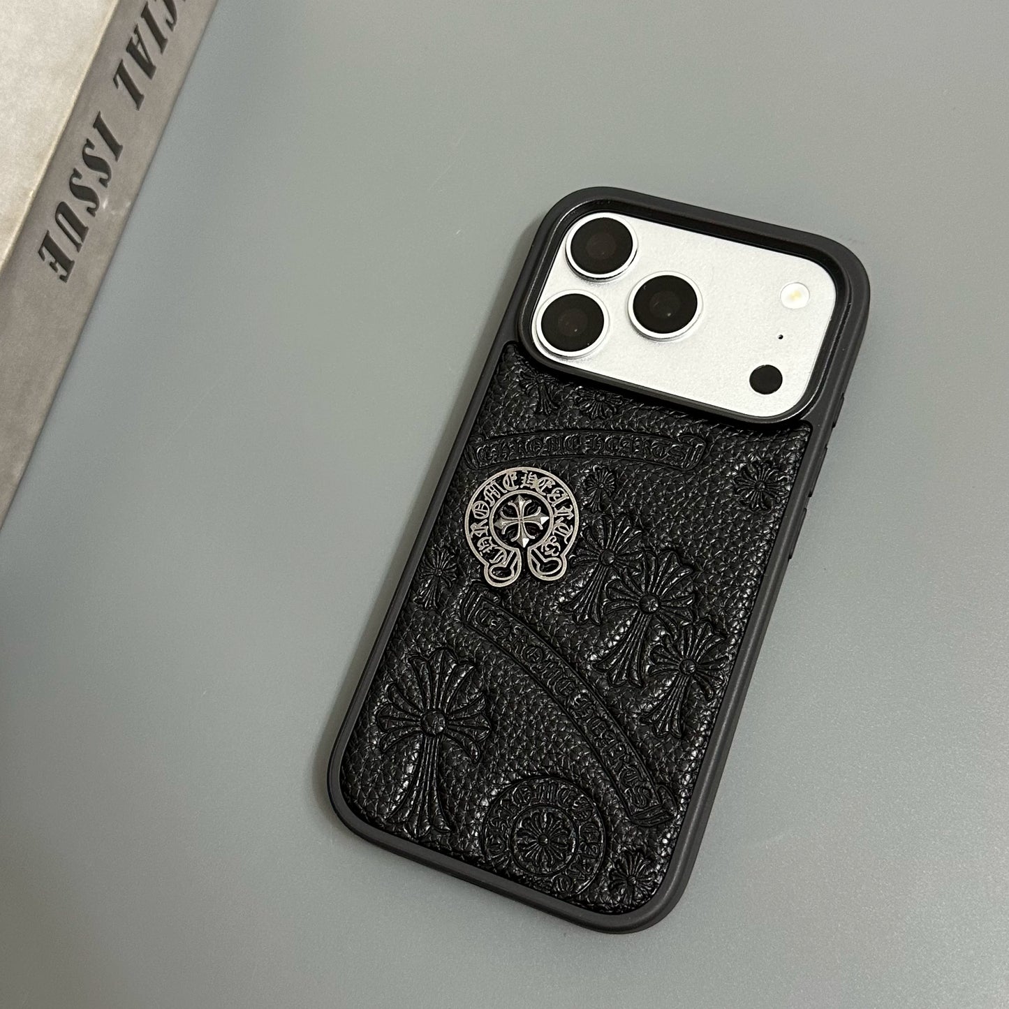 CR Hearts Embossed Leather Look iPhone Case