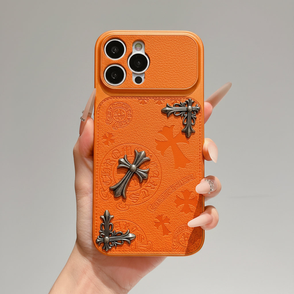 Chrome Luxe 3D Emblem iPhone Case – iPhone 14–17