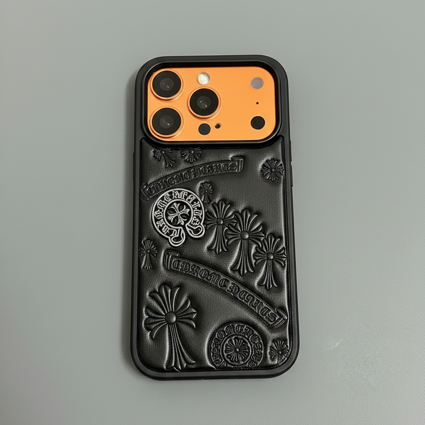 CR Hearts Embossed Leather Look iPhone Case