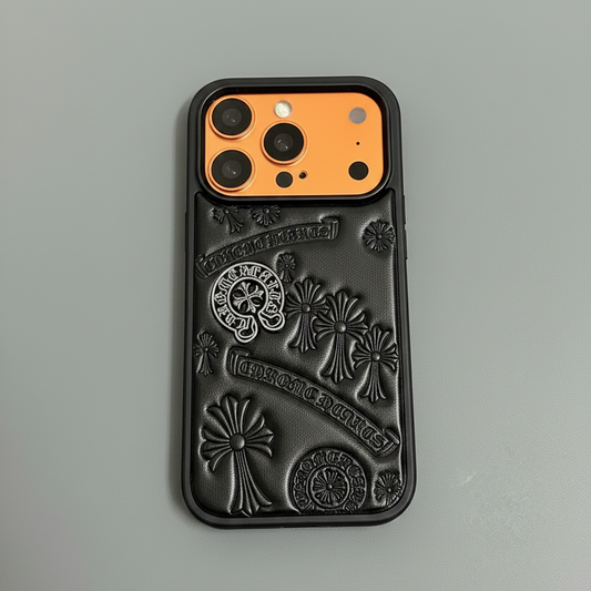 CR Hearts Embossed Leather Look iPhone Case
