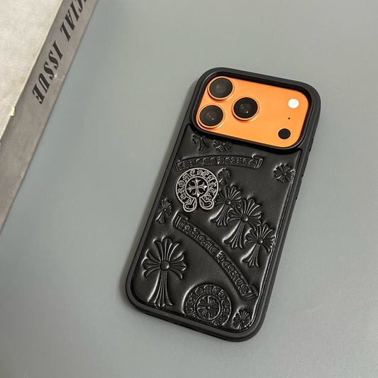 CR Hearts Embossed Leather Look iPhone Case