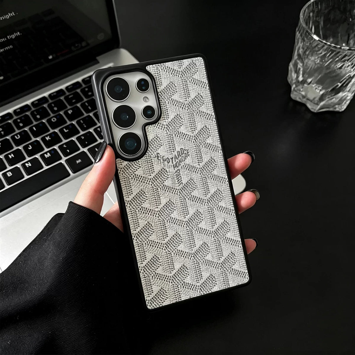 Luxury Canvas Magnetic  Samsung Case - White