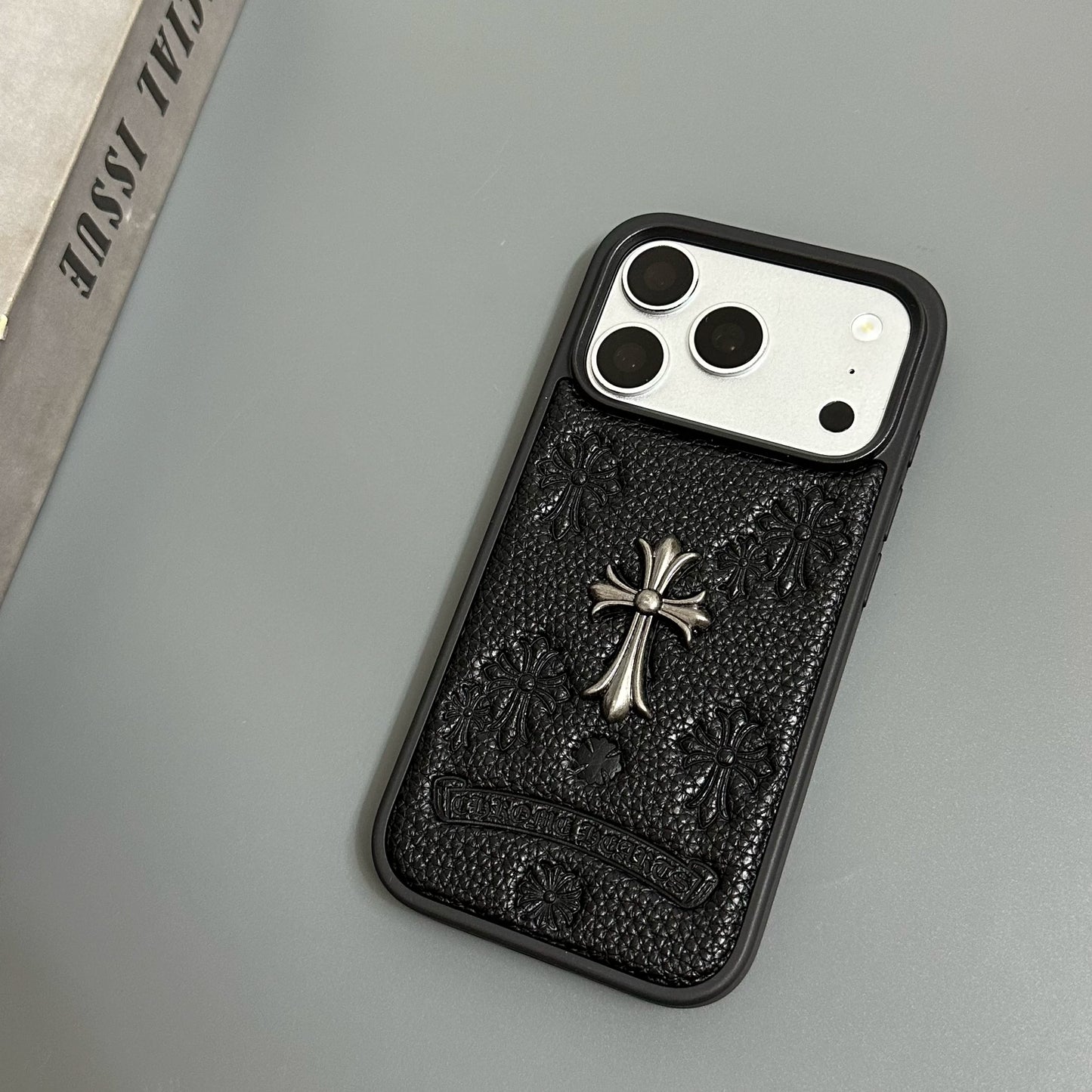CR Hearts Embossed Leather Look iPhone Case
