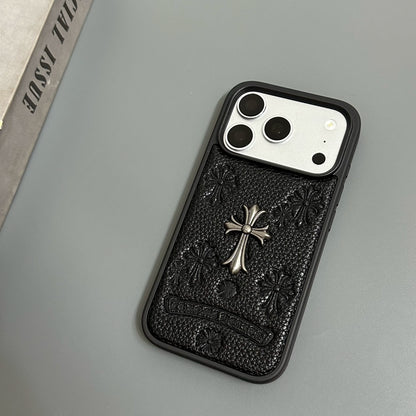 CR Hearts Embossed Leather Look iPhone Case