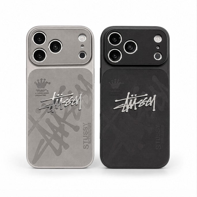 Suede Streetwear Metal Logo  Case – iPhone 14–17