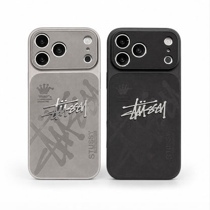 Suede Streetwear Metal Logo  Case – iPhone 14–17