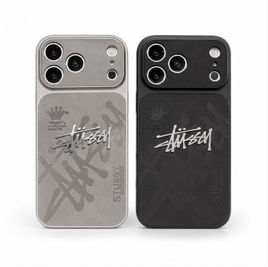 Suede Streetwear Metal Logo  Case – iPhone 14–17