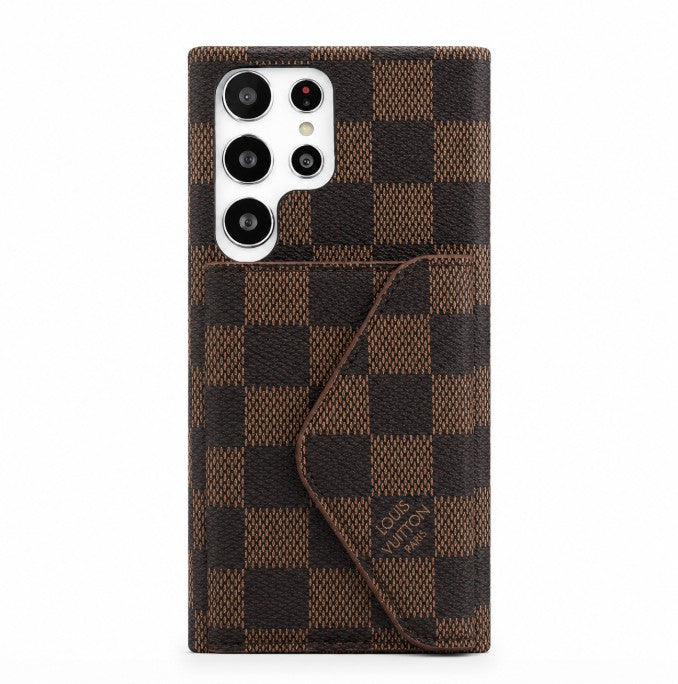 Luxury Check Design Phone Case with Card Holder