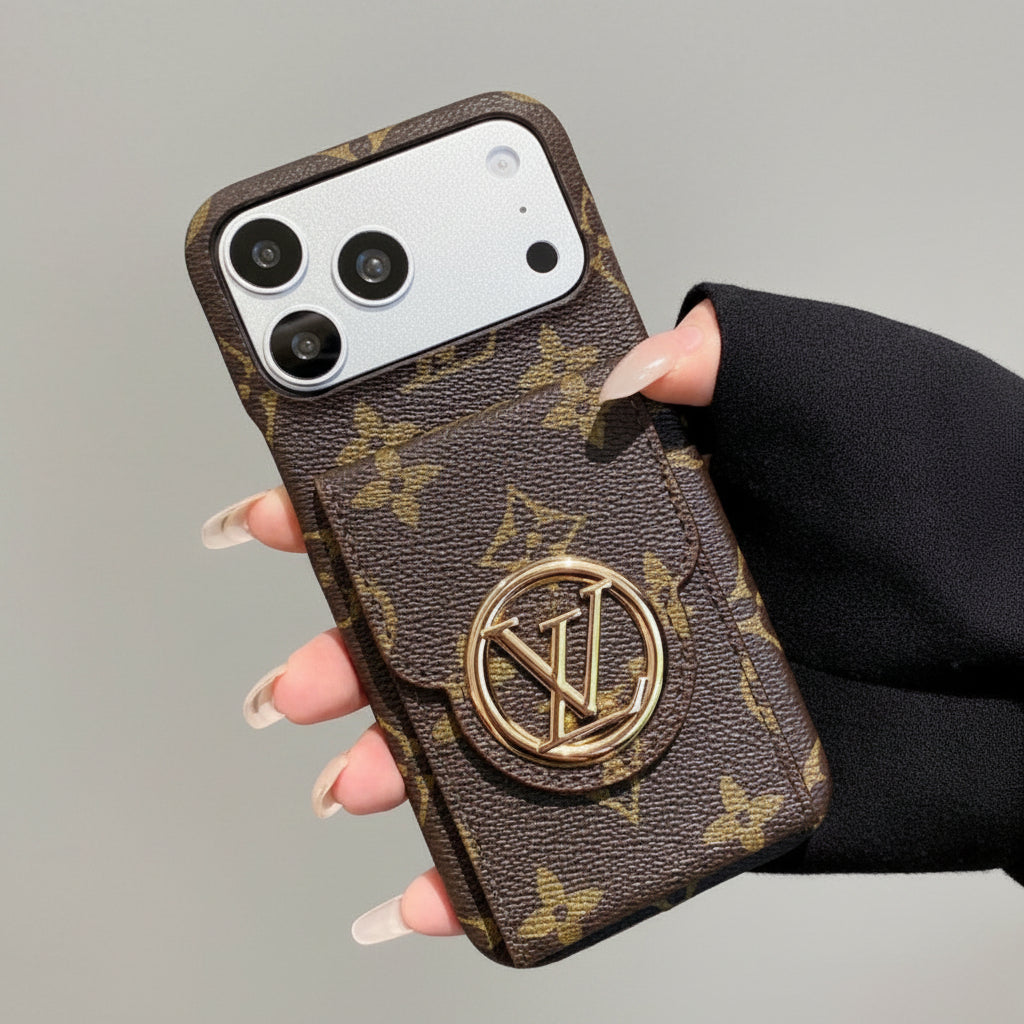 Luxury Designer Monogram Canvas iPhone Case with Card Holder