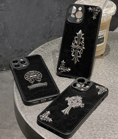 Embossed Black Leather Look Case
