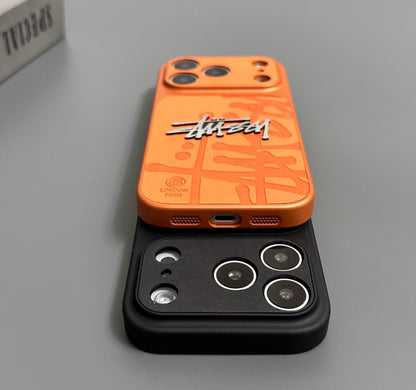 Street Script Raised Logo Case – Black & Orange