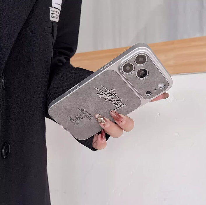 Metal Logo Streetwear Suede iPhone Case