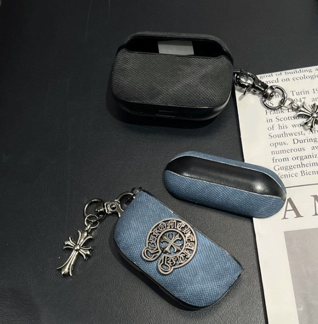 Denim Chrome AirPod Case With Charm | Cop This Case – Cop This Case