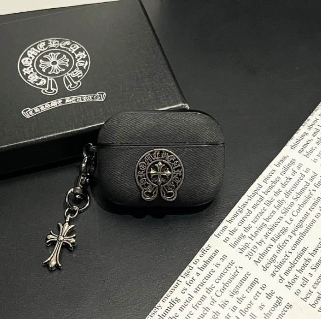 Denim Chrome Design AirPod Case With Charm