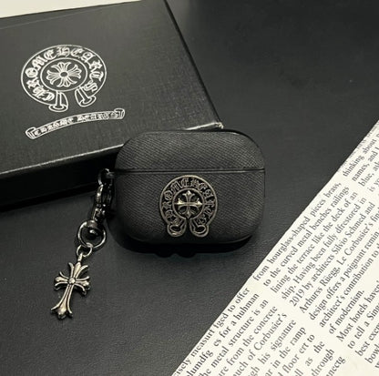 Denim Chrome Design AirPod Case With Charm