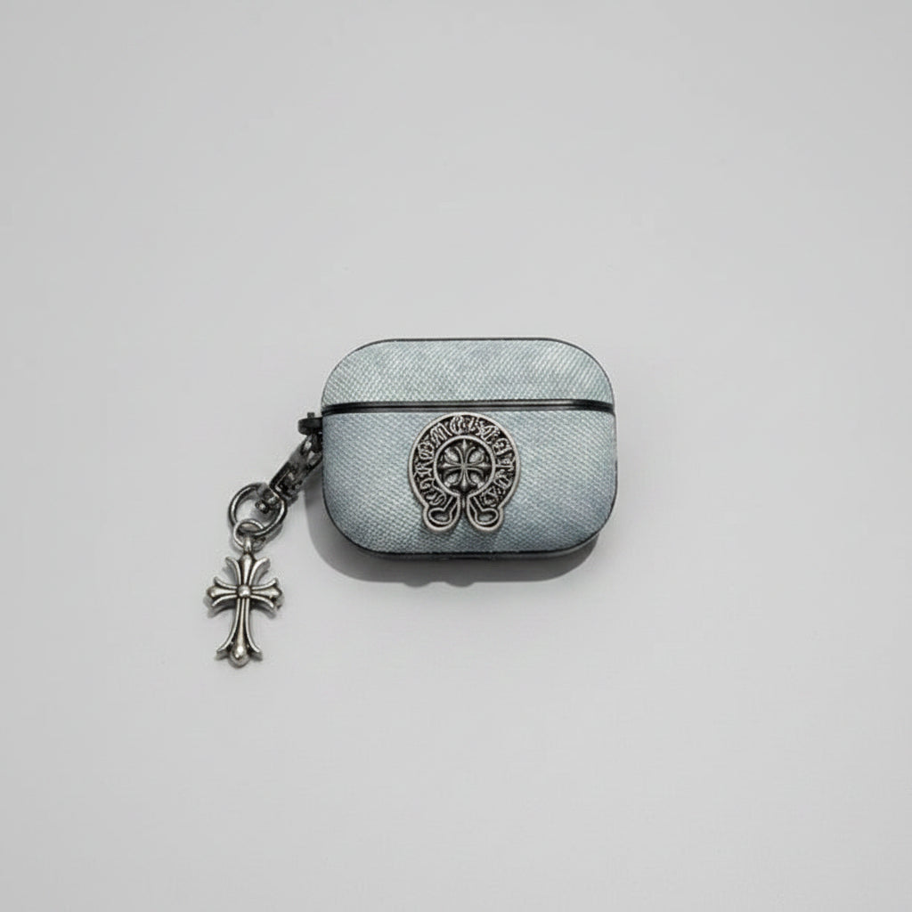 Denim Chrome AirPod Case With Charm | Cop This Case – Cop This Case