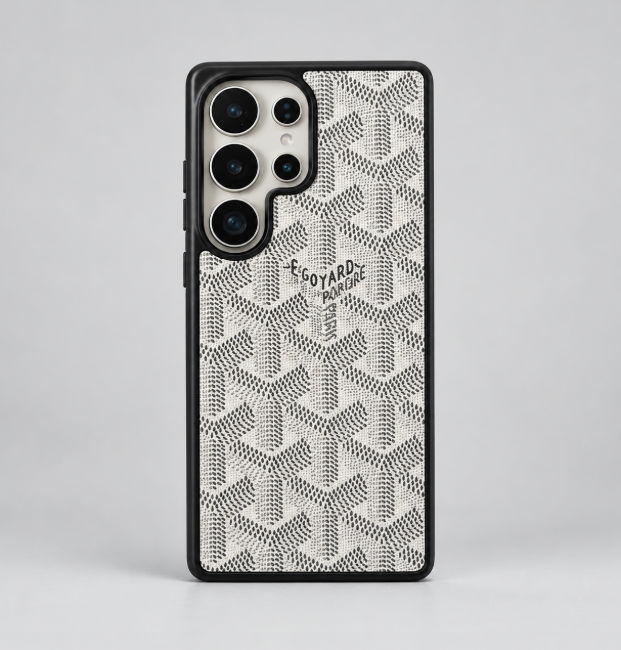 Luxury Canvas Magnetic  Samsung Case - White