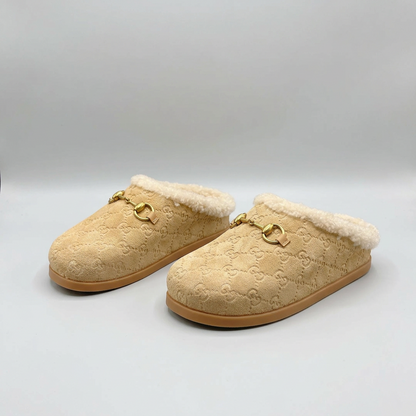 Suede & Shearling Horsebit Mules - Butterscotch