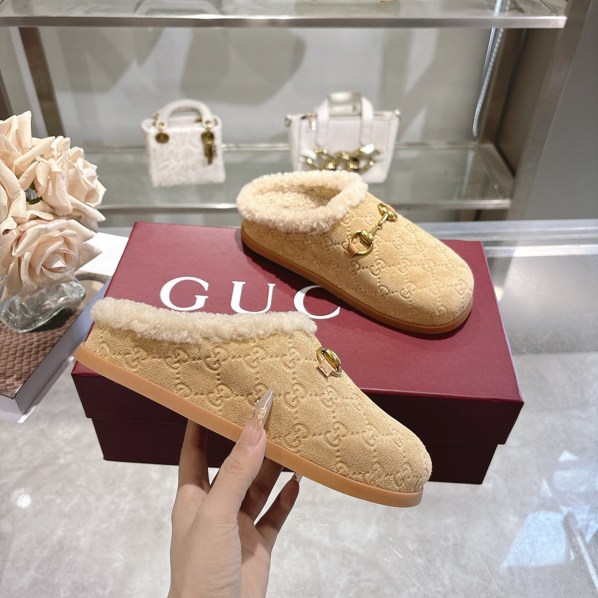 Suede & Shearling Horsebit Mules - Butterscotch