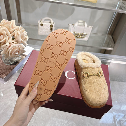 Suede & Shearling Horsebit Mules - Butterscotch