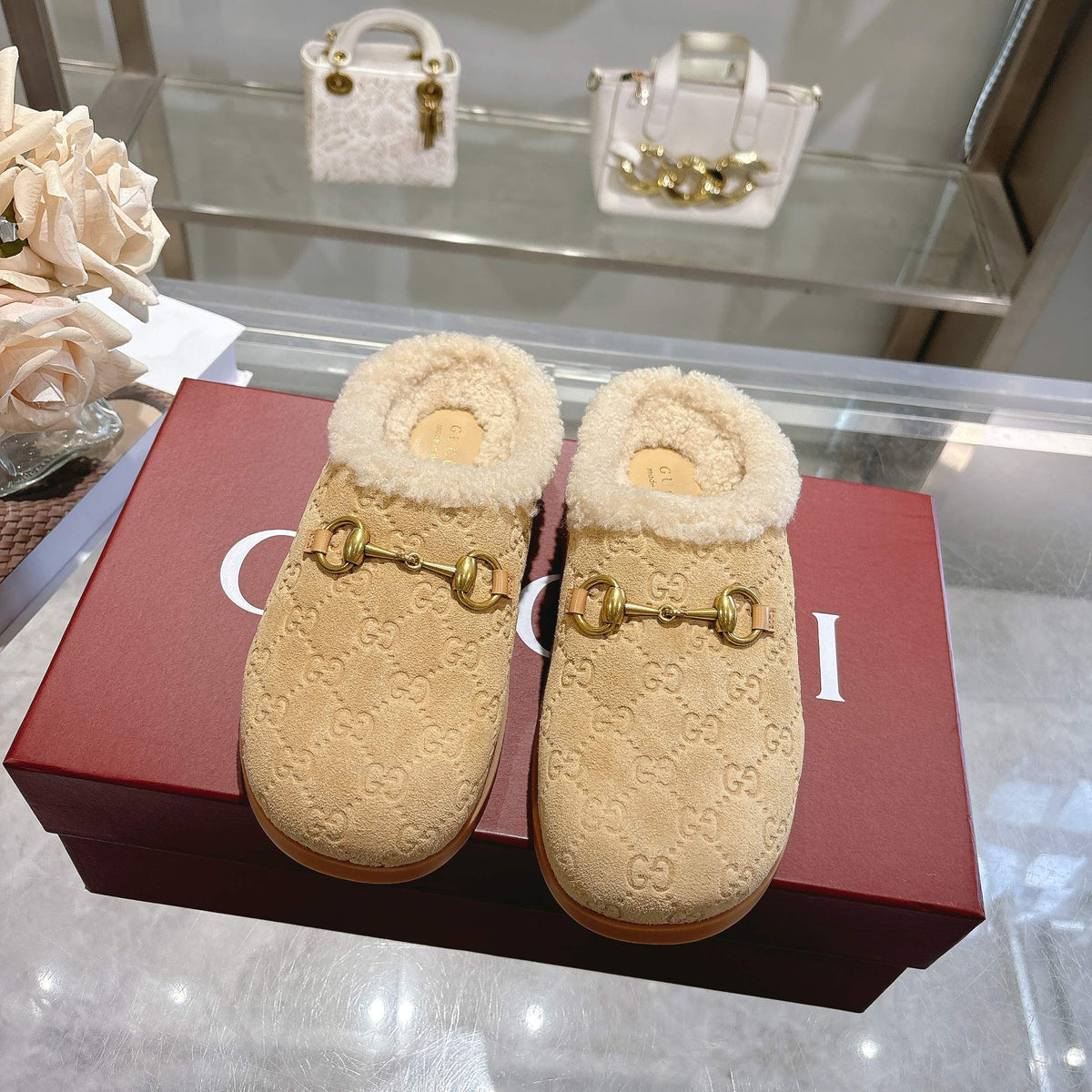 Suede & Shearling Horsebit Mules - Butterscotch