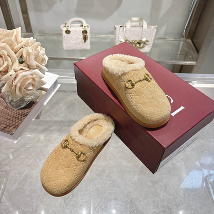 Suede & Shearling Horsebit Mules - Butterscotch