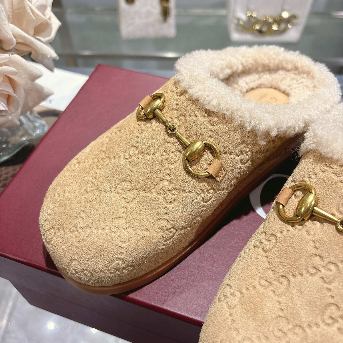 Suede & Shearling Horsebit Mules - Butterscotch