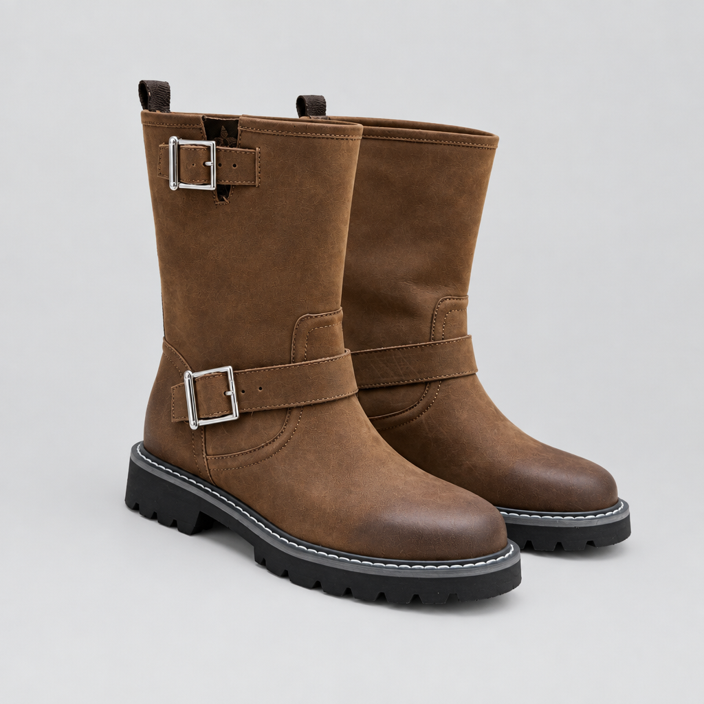 Luxury Territory Leather Boots Brown Suede Monogram