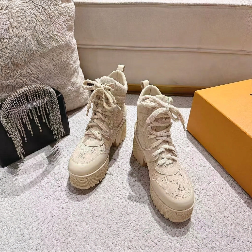 Desert Platform Boots - Beige