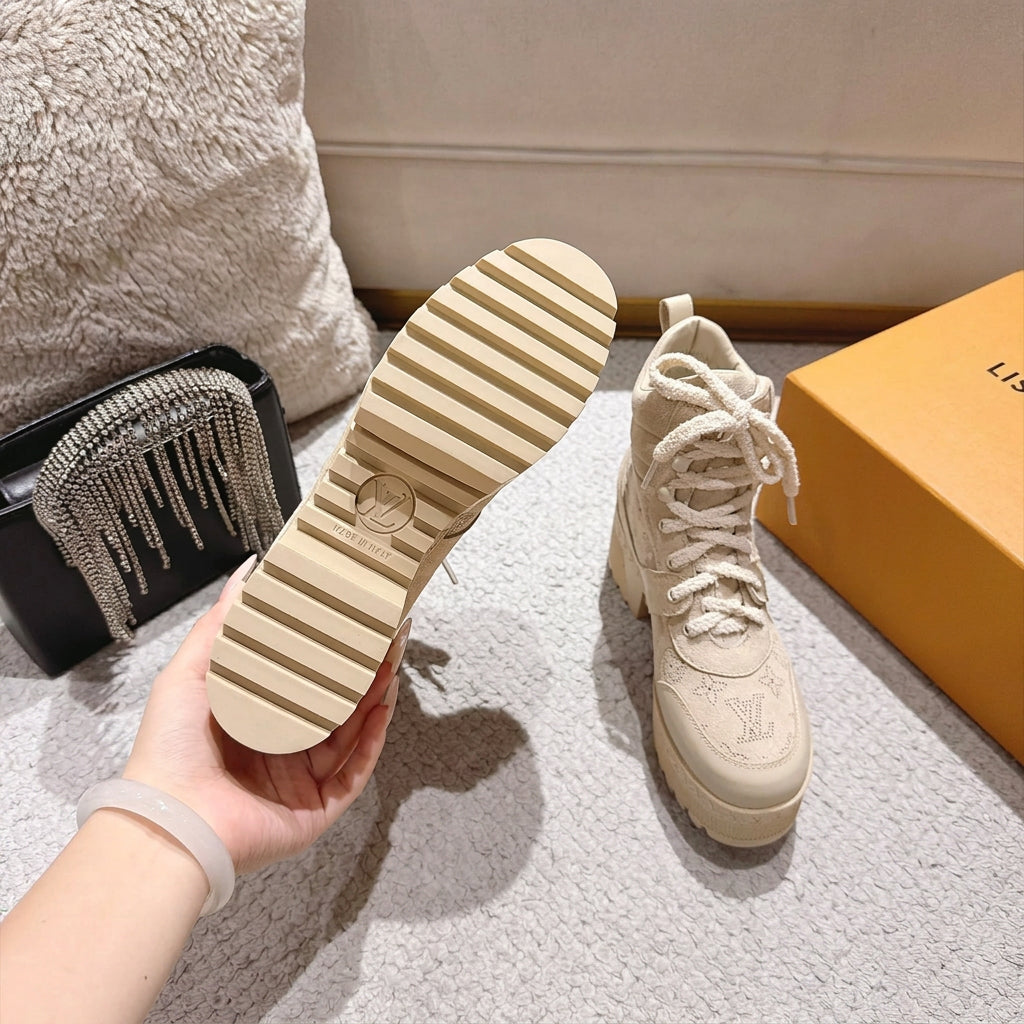 Desert Platform Boots - Beige