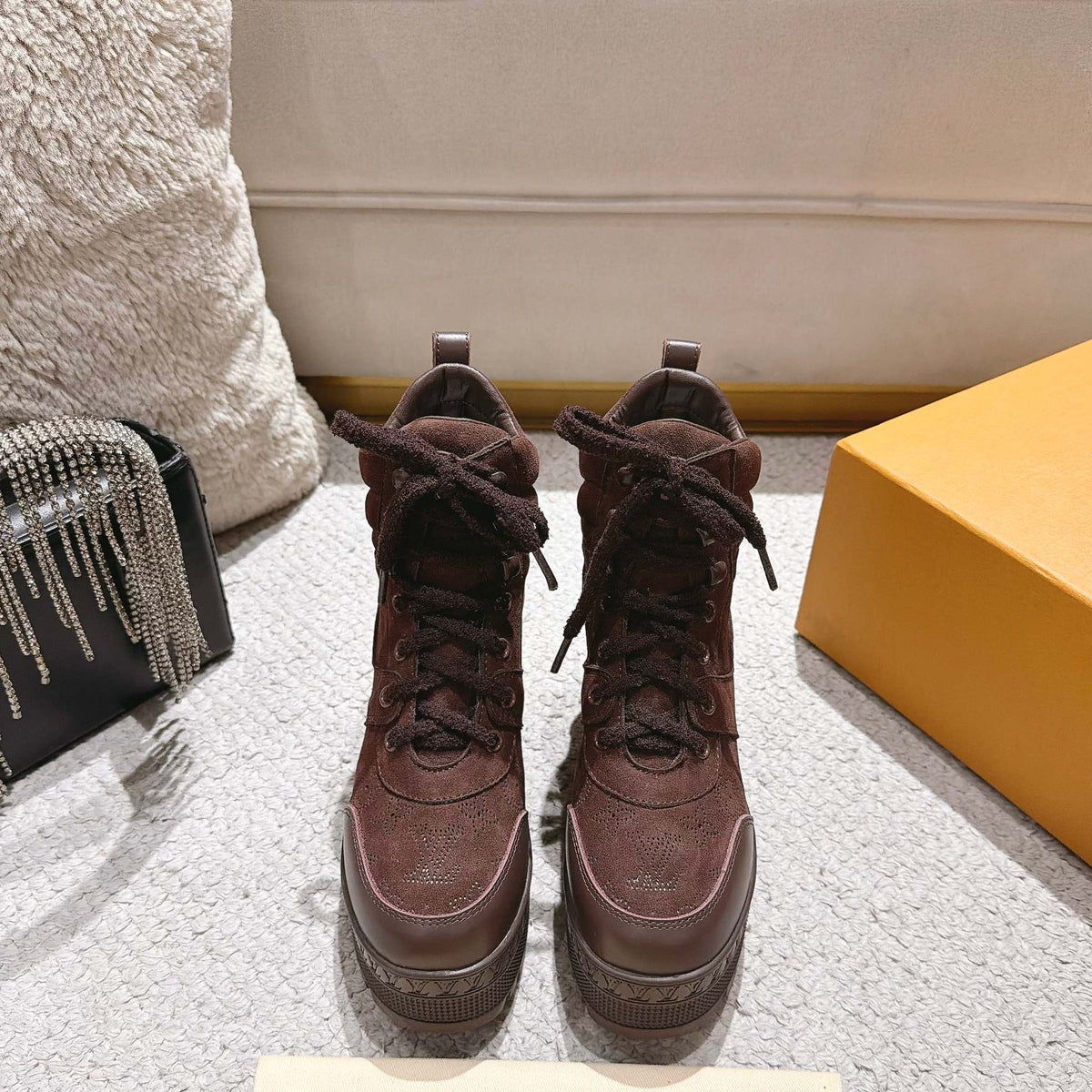 Desert Platform Boots - Dark Brown