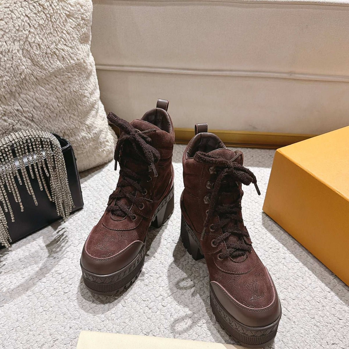 Desert Platform Boots - Dark Brown