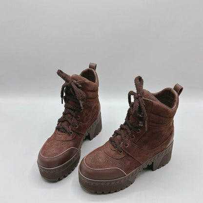 Desert Platform Boots - Dark Brown