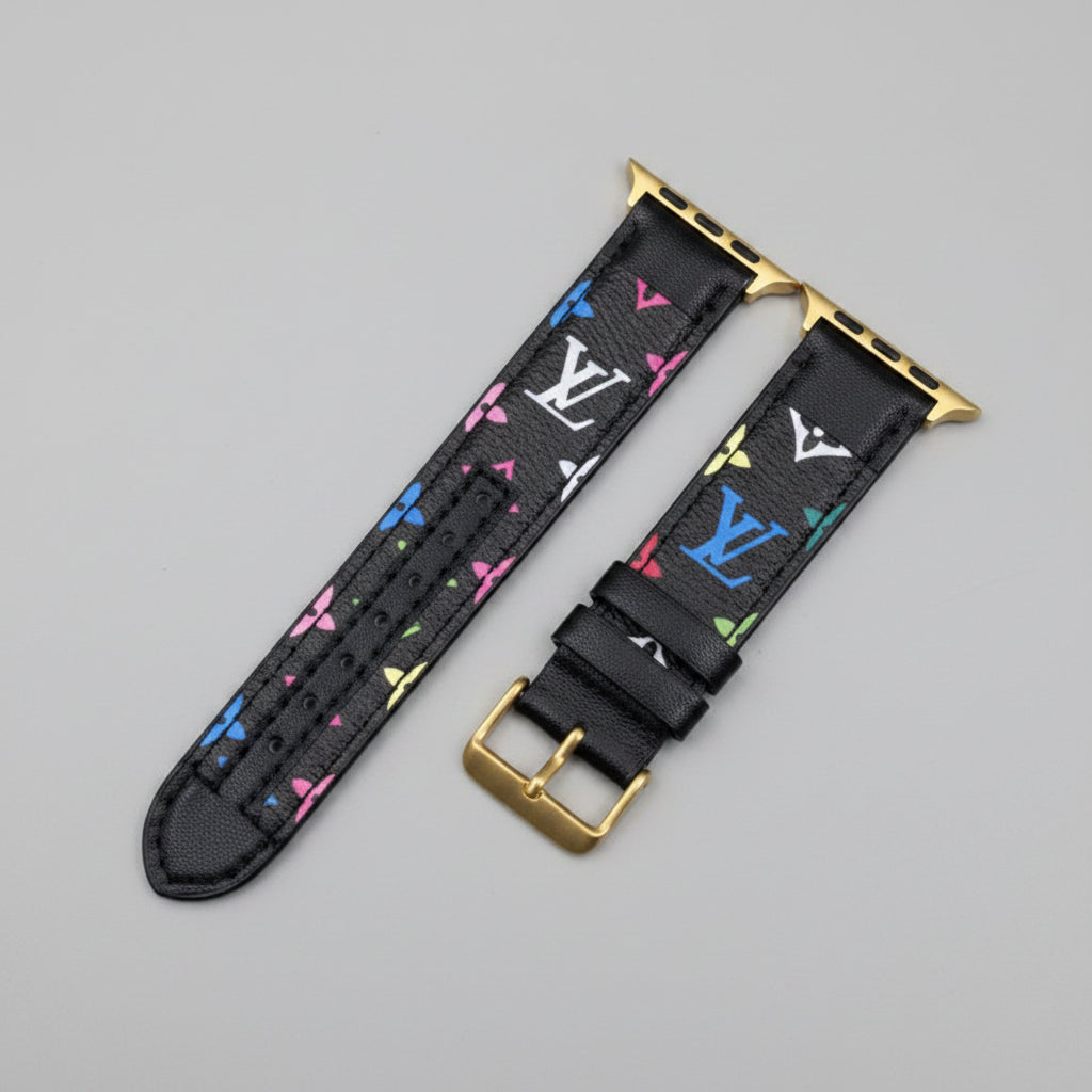 Multicolor Leather Canvas Apple Watch Strap