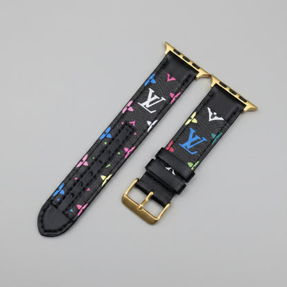 Multicolor Leather Canvas Apple Watch Strap