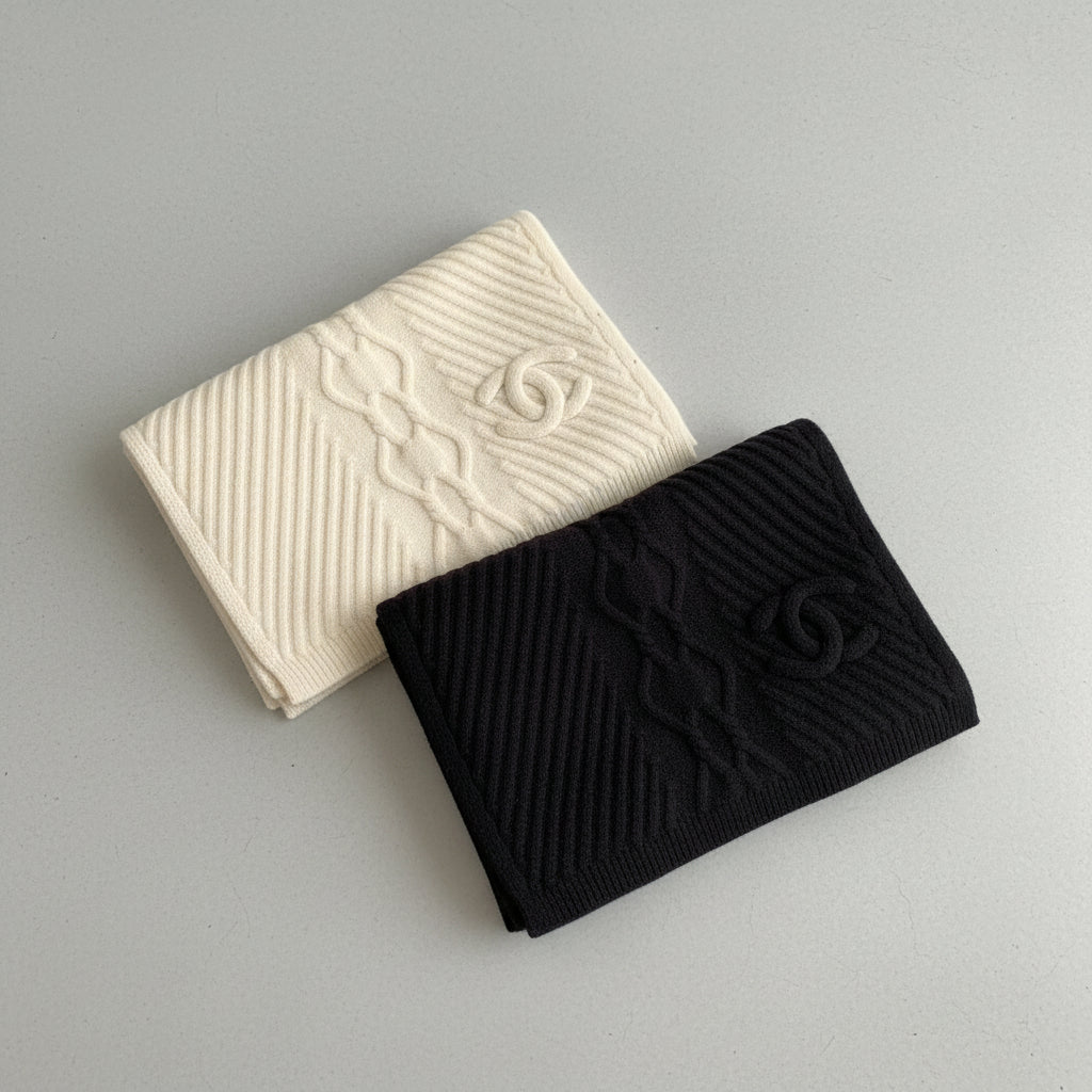 Luxury Winter Scarf - Black or White