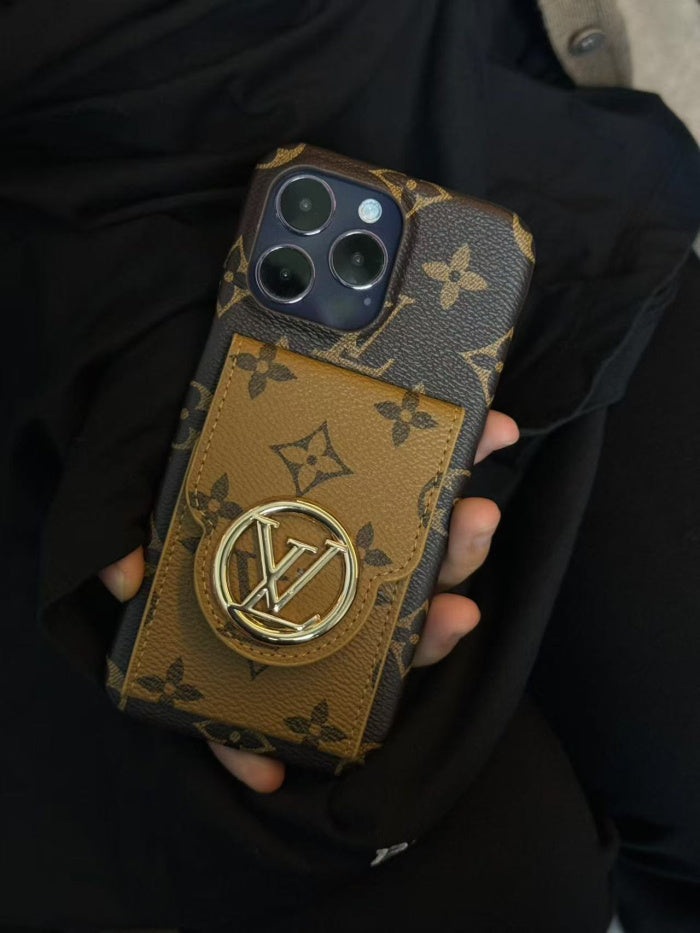Luxury Designer Monogram Canvas iPhone Case with Card Holder