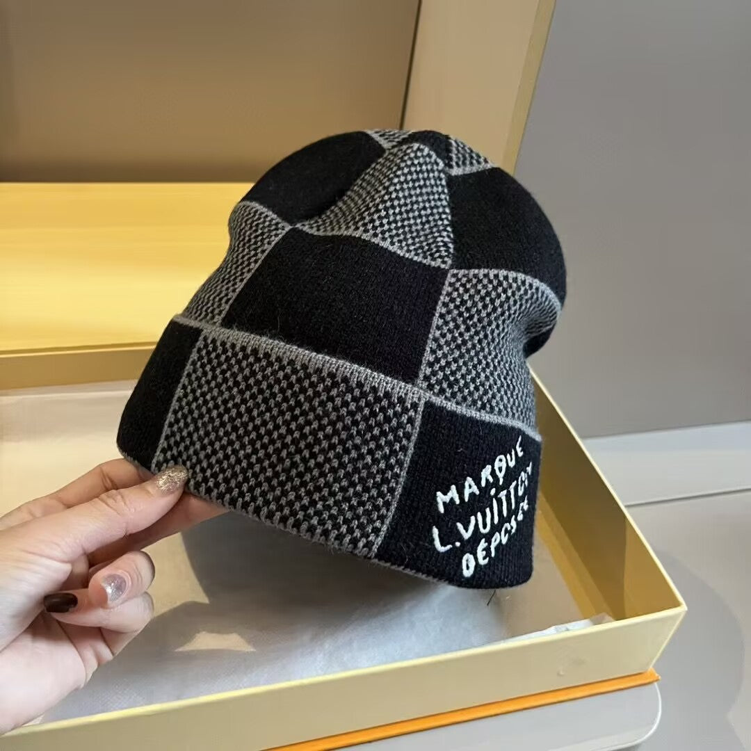 Damier Check Beanie Black Grey