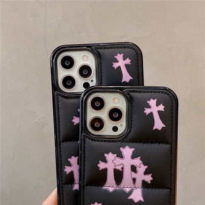 Pink Crosses  Puffer iPhone case