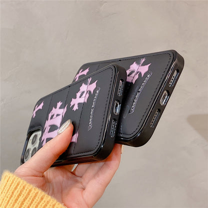 Pink Crosses  Puffer iPhone case