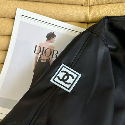 Oversized Luxe Leather Look Bomber Jacket