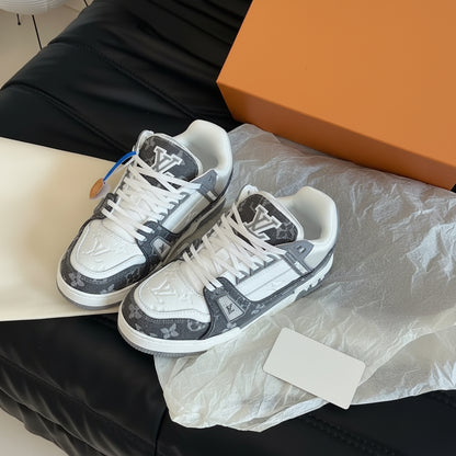 Monogram Denim Skate Sneakers – Grey