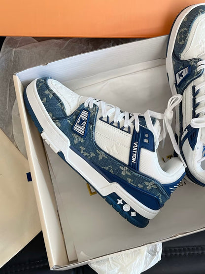 Monogram Denim Skate Sneakers – Blue