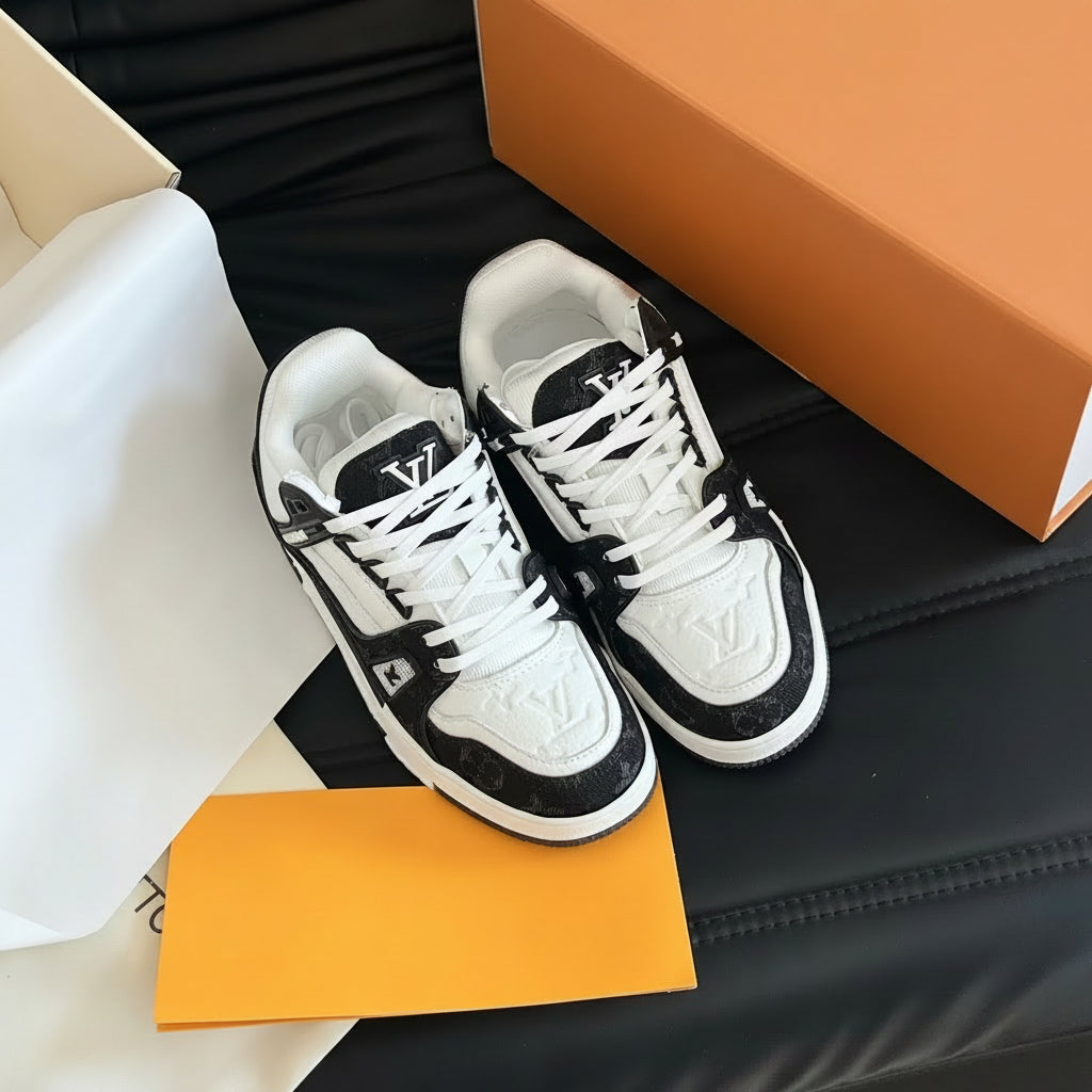 Monogram Denim Skate Sneakers – Black