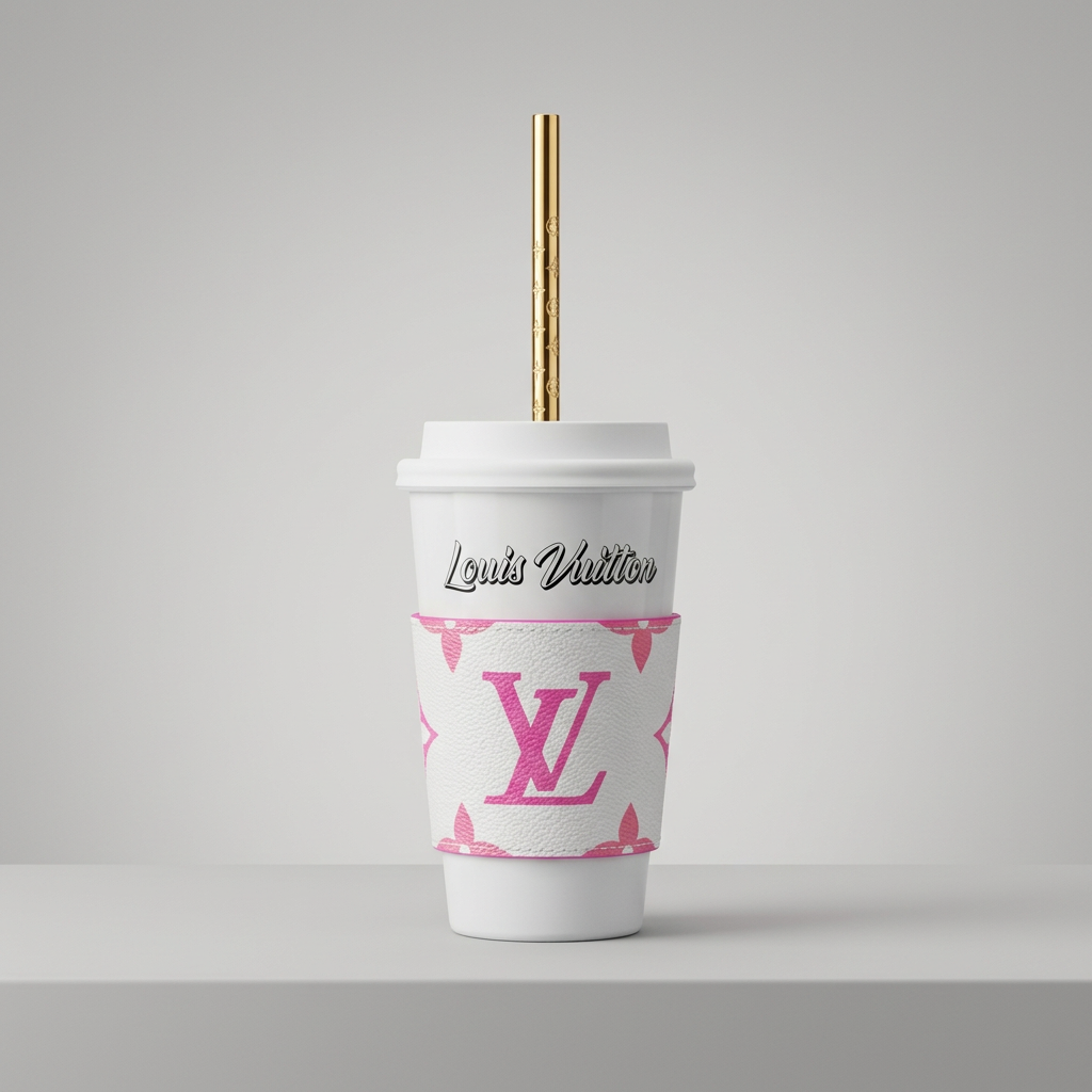 Monogram Porcelain Cup Tumbler with Sleeve - Pink