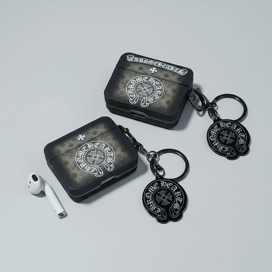 Black Chrome AirPod Case with Charm